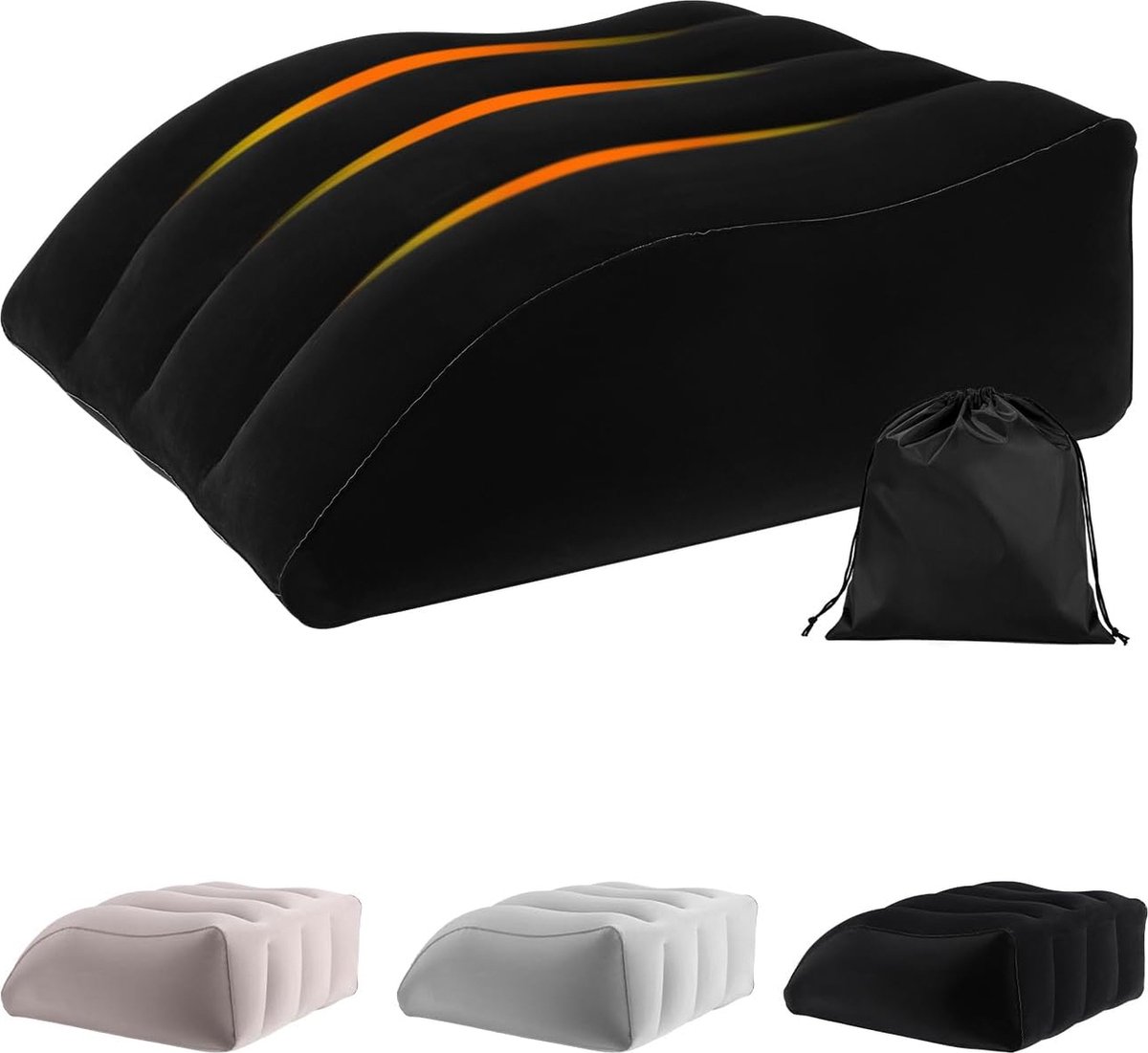 Venussen, opblaasbaar beenkussen, aderkussen voor de benen, comfortabel en draagbaar, bevordert de bloedsomloop, vermindert zwellingen, beenkussen, hoge positie (zwart)