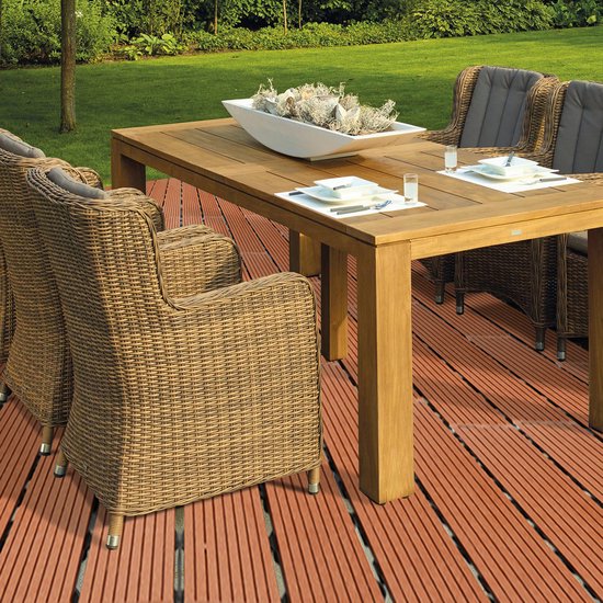 Houten terrastegels acacia 30x30cm - mozaïek - lichtbruin - 9 stuks = 0.81m2