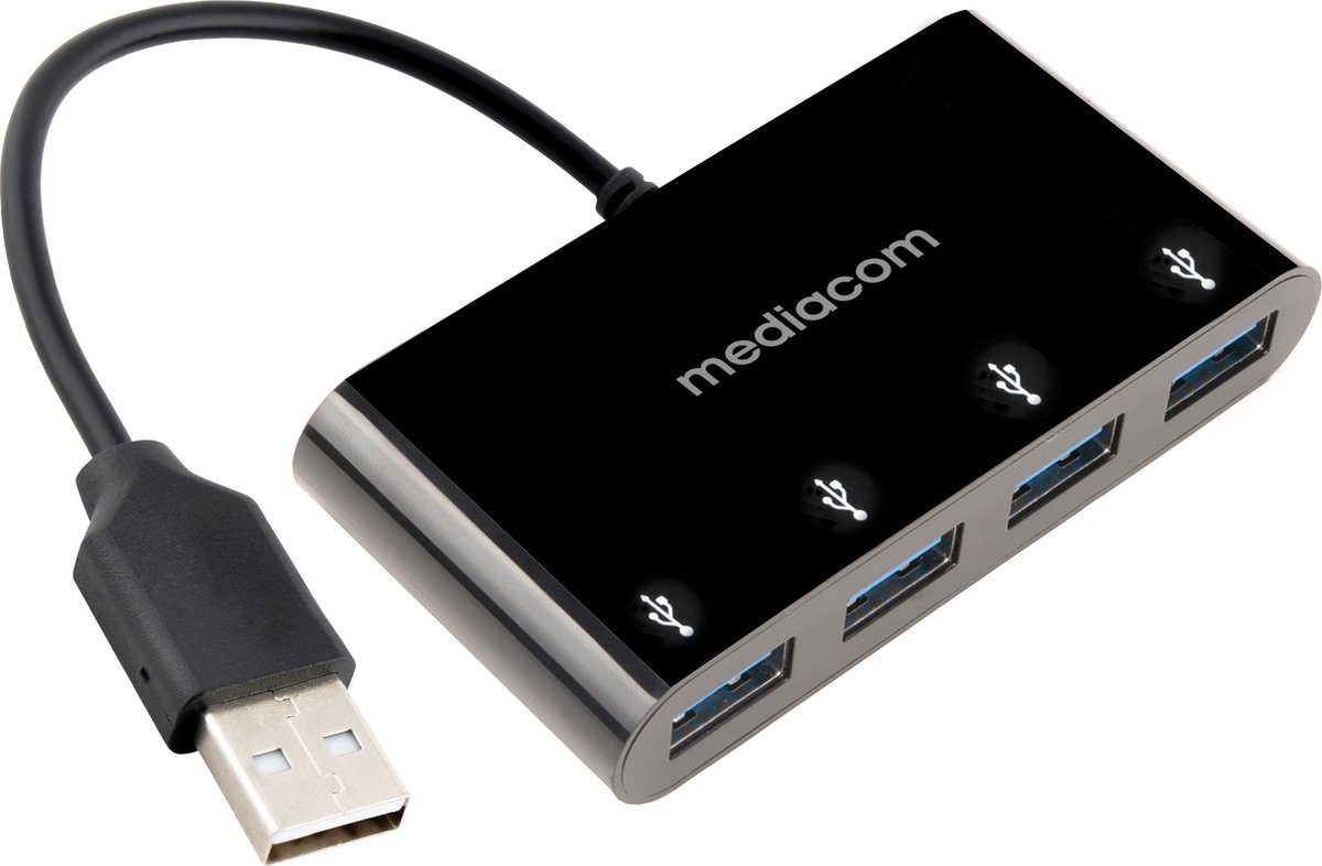 Mediacom MD-U101 interface hub USB 3.2 Gen 1 (3.1 Gen 1) Type-A Zwart