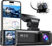 Dual Cam de Dash 4K WiFi GPS intégré avant 4K/2,5K et arrière 1080P Dual caméra de Dash pour voitures, écran 3,18", enregistreur de caméra de tableau de bord grand angle 170° avec capteur Sony , prise en charge 256 Go maximum