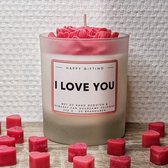 Hartjes Valentijnskaars - Vanille geur - 250 gram - 50 branduren - 8 x 9 cm - Handgemaakt - Gemaakt van duurzame sojawas – Soy wax - Vanilla - Handmade - Valentijn - Liefde - Valentijnsdag