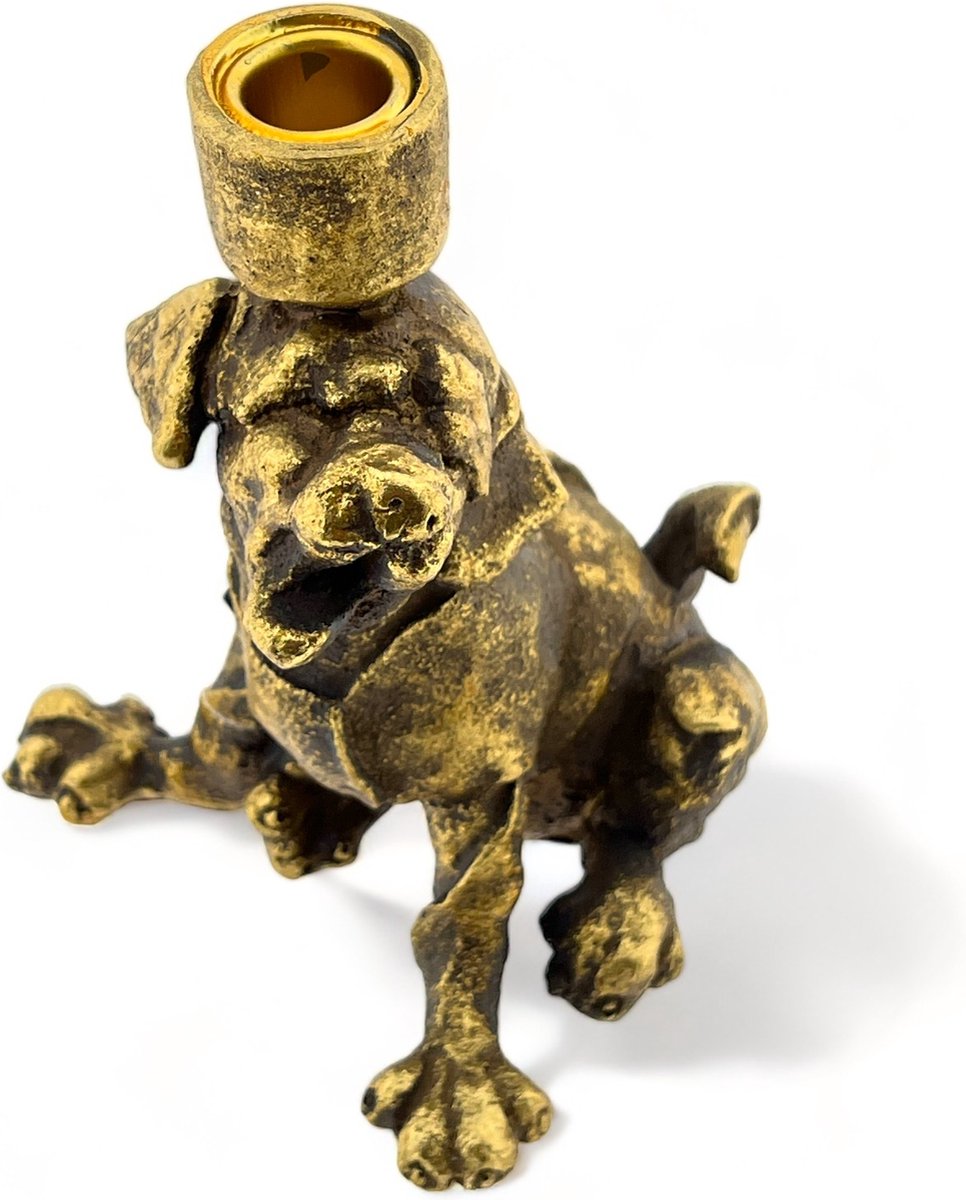 Gouden Kandelaar Hond 16,5 x 15 x 20 cm