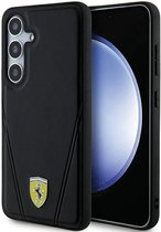 Ferrari Backcase hoesje geschikt voor Samsung Galaxy S24+ - Effen Zwart - Kunstleer