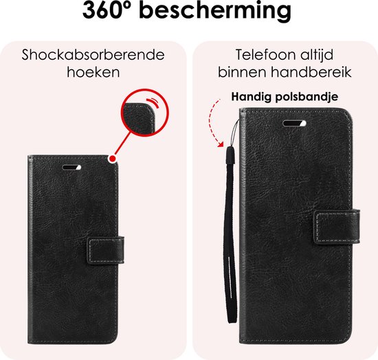 Étui adapté pour Samsung A55 Case Book Case Cover Flip Cover Wallet Bookcase - Zwart
