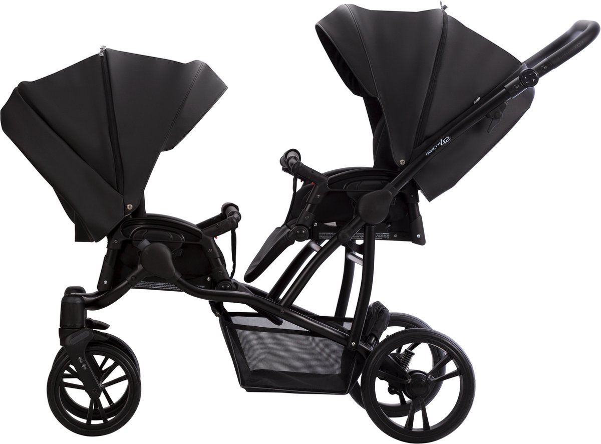 Bebetto 42 PRO Duowagen - Eco Leer bekleding - Tweeling kinderwagen Eco leather - duo buggy 2 in 1 (2 wiegen + 2 zitjes) Black 04 — cadeau in Cadeau-ideeën - foto 3