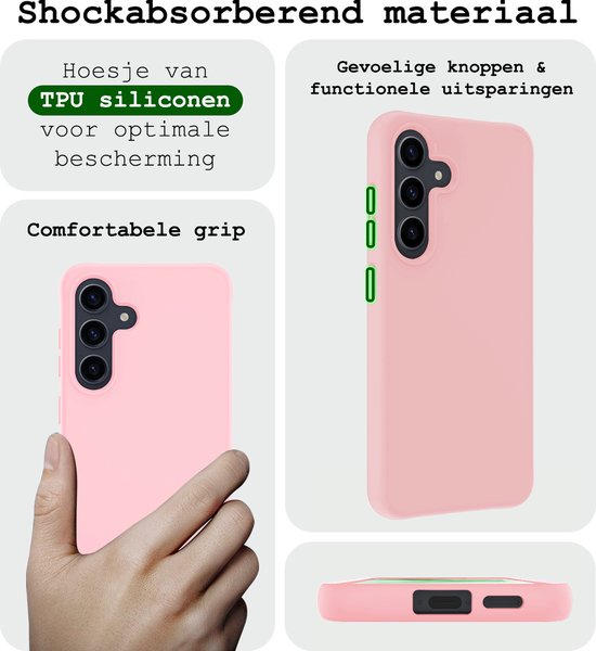 Coque pour Samsung A55 Coque Siliconen Back Cover Case - Coque pour Samsung Galaxy A55 Case Cover Case - Rose Clair - 2 Pièces