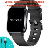 Nexvex® Lite Smartwatch voor Dames en Heren - Stappenteller - GPS Locatie - Calorieën - Bloeddrukmeter - Bluetooth - Hartslag Meter - Camera - Zaklamp - Sport Horloge - Activity Tracker - Waterproof - Smart Watch - iOS/Android - 1.3 Inch - Zwart