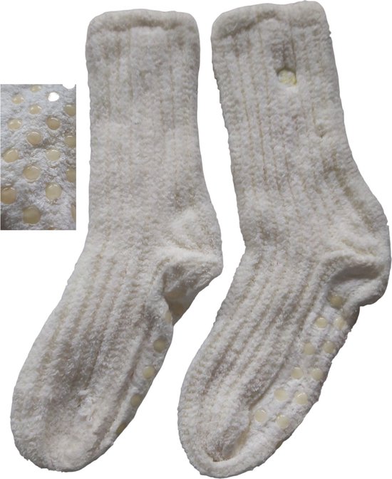 Beau & Caro Warme Dames Huissokken - One Size Wit - Anti Slip