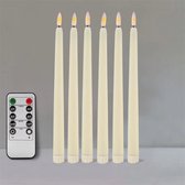 LED kaarsen met afstandsbediening - set van 6 - bruiloft diner kaarsen met flikkerende vlam - feestelijke kaars 25 cm