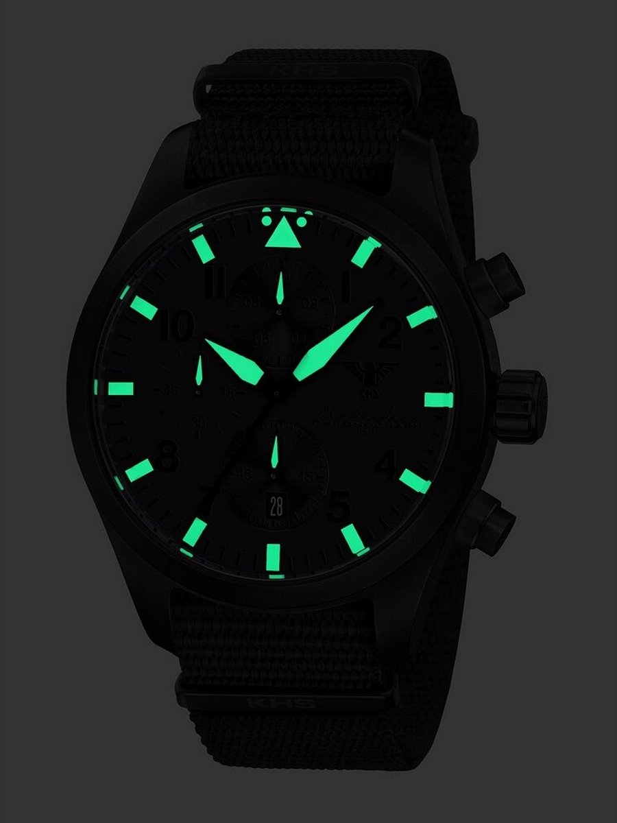 KHS - KHS.AIRBSCXT.NB - Polshorloge - Chronograaf - Airleader Black Steel XTAC - Heren