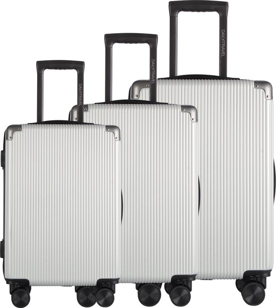 Set de valises rigides robustes 3 pièces ABS - Serrure TSA - Doubles roulettes - Zwart