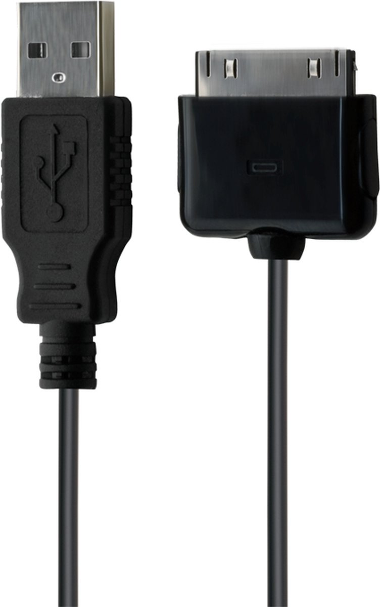 Bigben Connected, 30-pins naar USB-kabel 1,2 m voor Apple MFI-gecertificeerd - 1A, Zwart - Bigben Connected