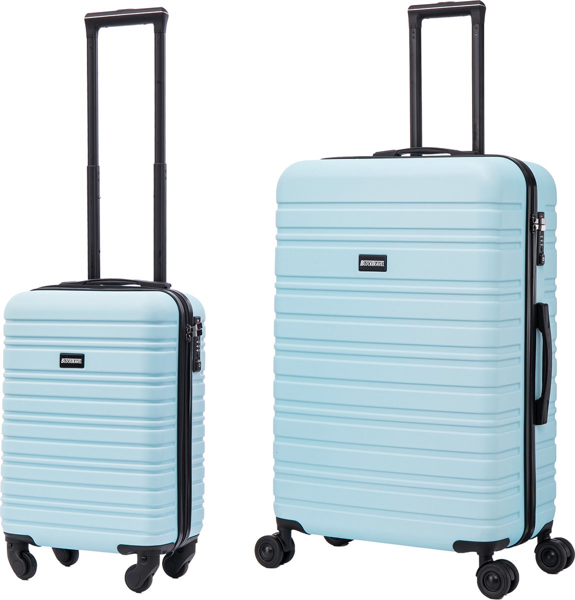 BlockTravel - kofferset - 2 delig - ABS - ruimbagage en handbagage - 29 en 95 liter - inbouw TSA slot - licht blauw