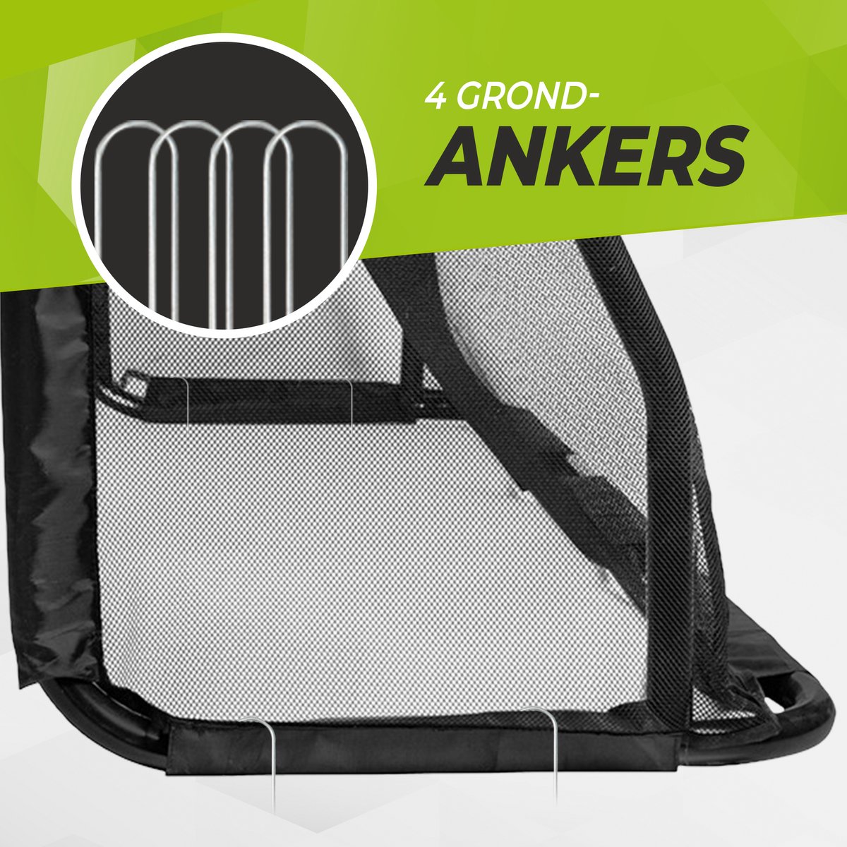 VirtuFit Voetbaldoel Pro met Doelwand - Voetbalgoal - 220 x 170 cm - Doelwand met 2 open zones - Snelle montage - Voetbaldoel met gatendoek - Inclusief 4 grondankers — afbeelding 3