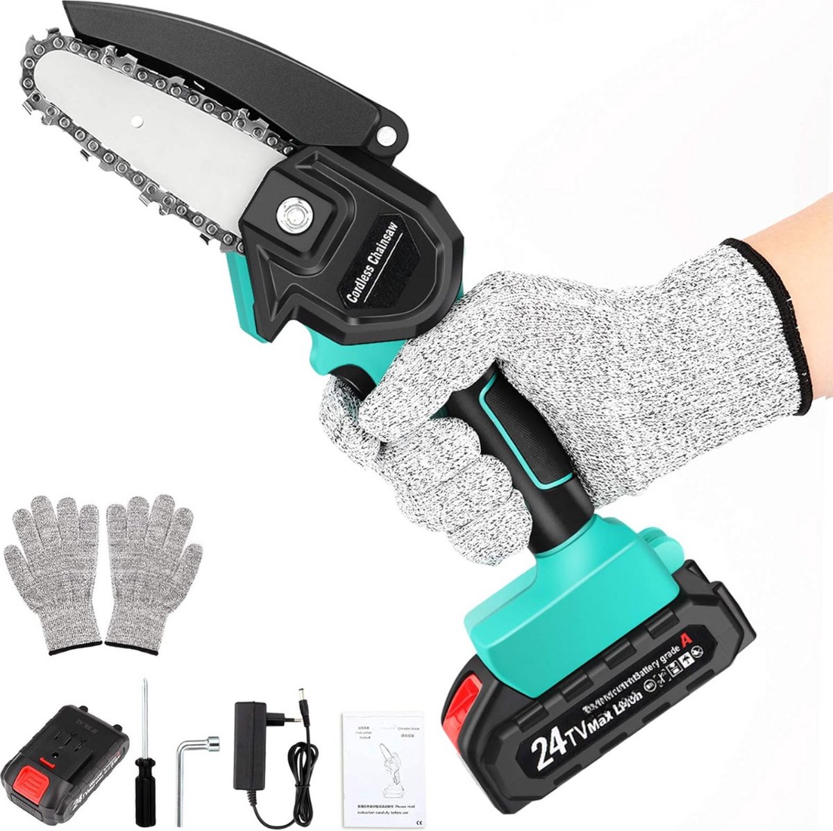 Equivera Mini Kettingzaag Elektrisch Mini Kettingzaag Met Accu Elektrische Snoeischaar Accu Snoeischaar Kettingzaag Accu