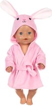 Poppenkleertjes - Geschikt voor Baby Born pop - Roze badjas - Konijn - Kleding voor babypop
