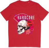 Heren Dames Muziek T Shirt - Hardcore Skull - Rood - M