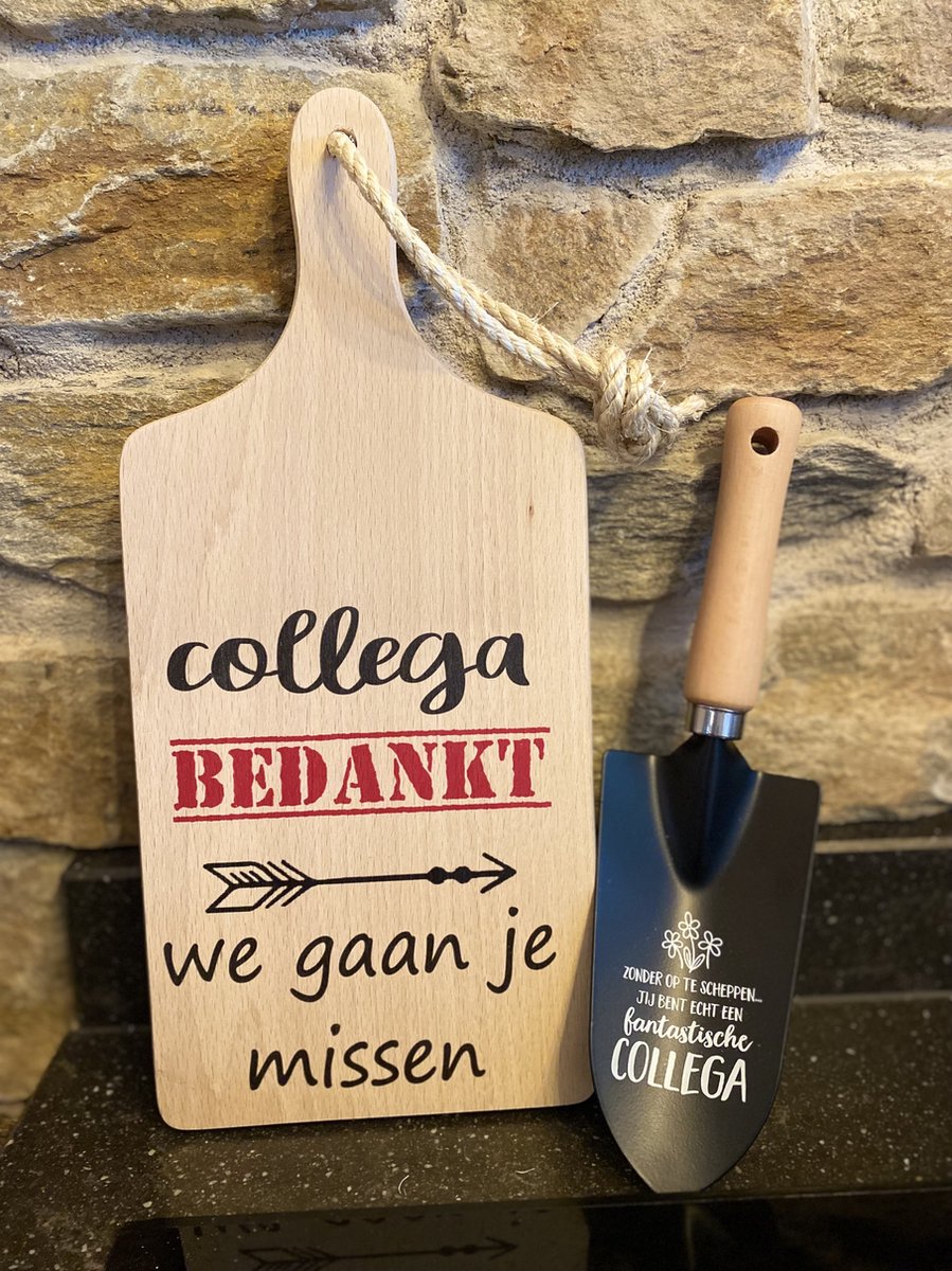 Creaties van Hier - Serveerplankje - Tuinschep - Collega - 35 cm - hout