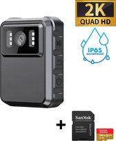 SFproducts- Bodycam - FullHD 2K- IP65- 10uur Batterij - Spy Cam - Spy Camera - Verborgen Camera - Inclusief 128GB Micro SD-Kaart