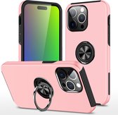 Telefoonhoesje Met Vingerring & Magneet voor Telefoohouders - Hoesje Geschikt voor: iPhone 15 Pro Max - Anti-drop harde cover - Roze