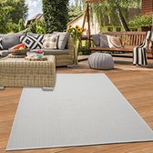 Modern tapijt voor binnen en buiten, weerbestendig, robuust, UV-bestendig, hoogwaardig terras, balkon, crème, 120 cm, rond