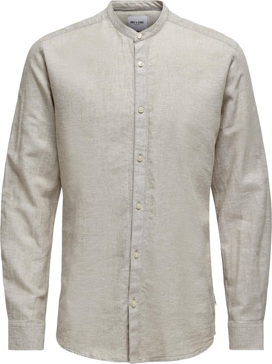 Only & Sons Chemise Onscaiden Ls Solid Linen Mao Shirt 22019173 Chincilla Men Size - M