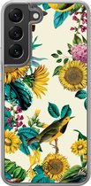Casimoda® hoesje - Geschikt voor Samsung Galaxy S22 - Zonnebloemen / Bloemen - 2-in-1 case - Schokbestendig - Bloemen - Verhoogde randen - Multi, Transparant