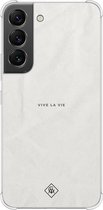 Casimoda® hoesje - Geschikt voor Samsung Galaxy S22 - Vive La Vie - Shockproof case - Extra sterk - TPU/polycarbonaat - Multi, Transparant