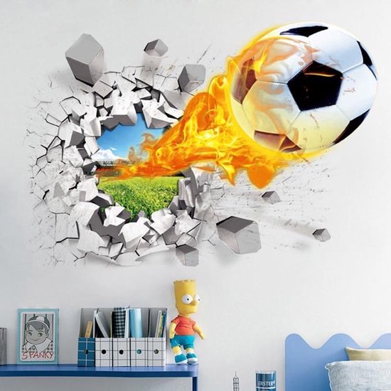 New Age Devi - Verfraai je kinderkamer met deze 3D muursticker - voetbal - decoratie - 50x70 cm - ideaal voor slaapkamer en sportliefhebbers!