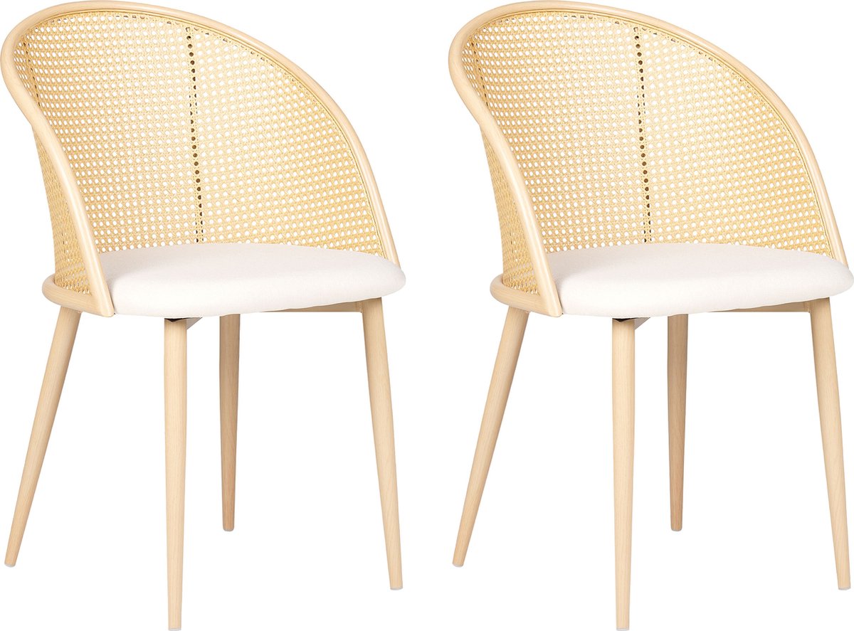 CORNELL - Eetkamerstoel set van 2 - Lichtbeige - Metaal