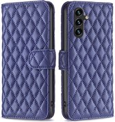 BINFEN Rhombus Book Case - Geschikt voor Samsung Galaxy A55 Hoesje - Blauw
