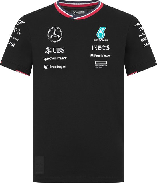Mercedes Teamline Kids Shirt Zwart 2024 128 - AMG - Lewis Hamilton - George Russel - Formule 1