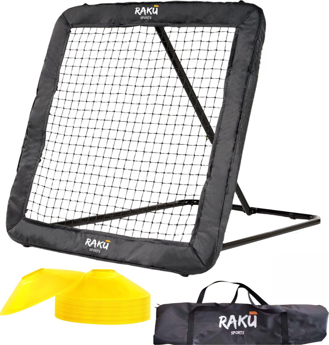 Raku Sports Voetbal Rebounder Voetbaldoel - Accessoires & Spullen voor Training - Voetbalgoal met Pionnen - Trainingsmateriaal - Tchouk - Raku