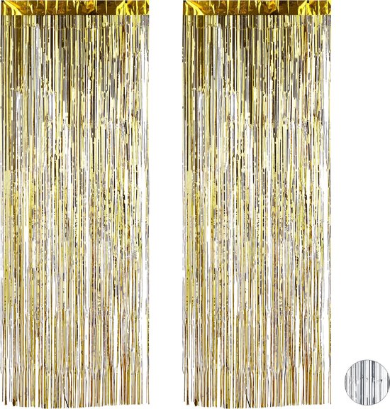 Relaxdays deurgordijn folie set van 2 - folie gordijn - glitter gordijn -  feest - 250... | bol.com