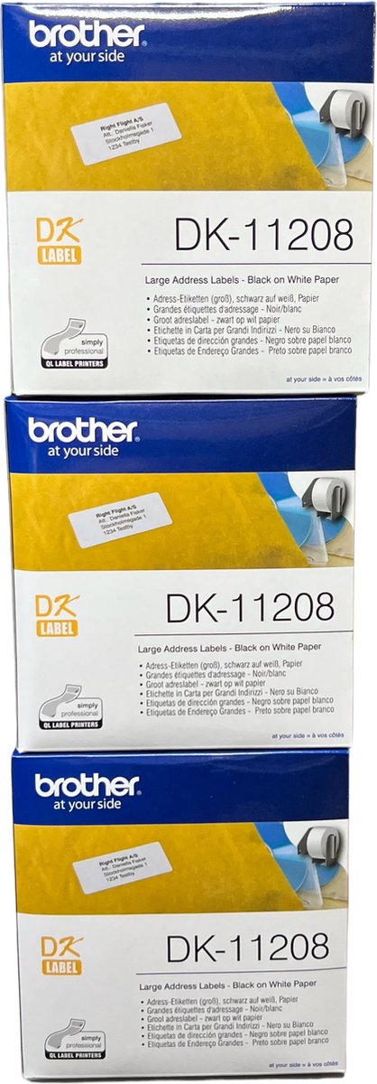 3 stuks originele Brother DK-11208 adreslabel (38mmx90mm) 3 x 400 st