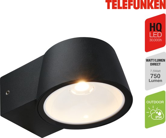 TELEFUNKEN - LED Wandlamp - IP54 - Warm wit licht - 7,5 watt - 700 lumen - 5,5 9,5 13