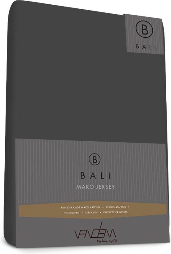 Bali - Van Dem - Mako Jersey hoeslaken - 180 x 210 cm - antra