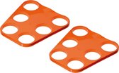 Bierglazen tray/bekerhouder dienblad - 2x - voor 6 glazen - oranje - kunststof