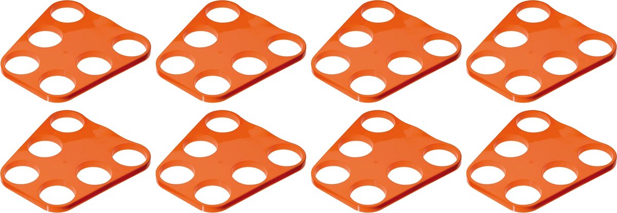Bierglazen Dienblad - 8x - 6 glazen - oranje - bekerhouder - EK/ WK supporter - kunststof