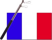 Landen vlag Frankrijk - 90 x 150 cm - met compacte draagbare telescoop vlaggenstok - zwaaivlaggen