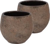 DK Design Bloempot Maya - 2x - roestbruin - D16 x H18 cm - rustiek