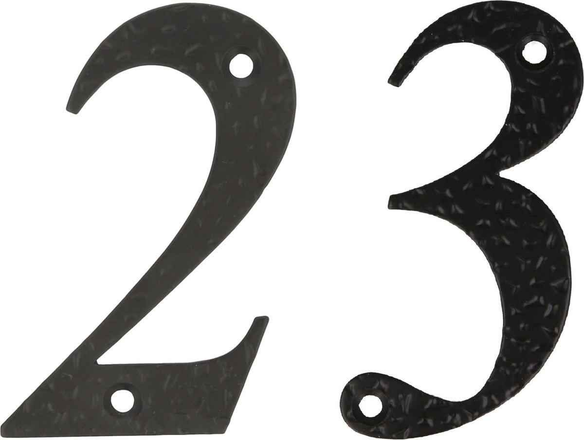 AMIG Huisnummer 23 - massief gesmeed staal - 10cm - incl. bijpassende schroeven - zwart