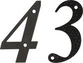 AMIG Huisnummer 43 - massief gesmeed staal - 10cm - incl. bijpassende schroeven - zwart