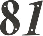 AMIG Huisnummer 81 - massief gesmeed staal - 10cm - incl. bijpassende schroeven - zwart