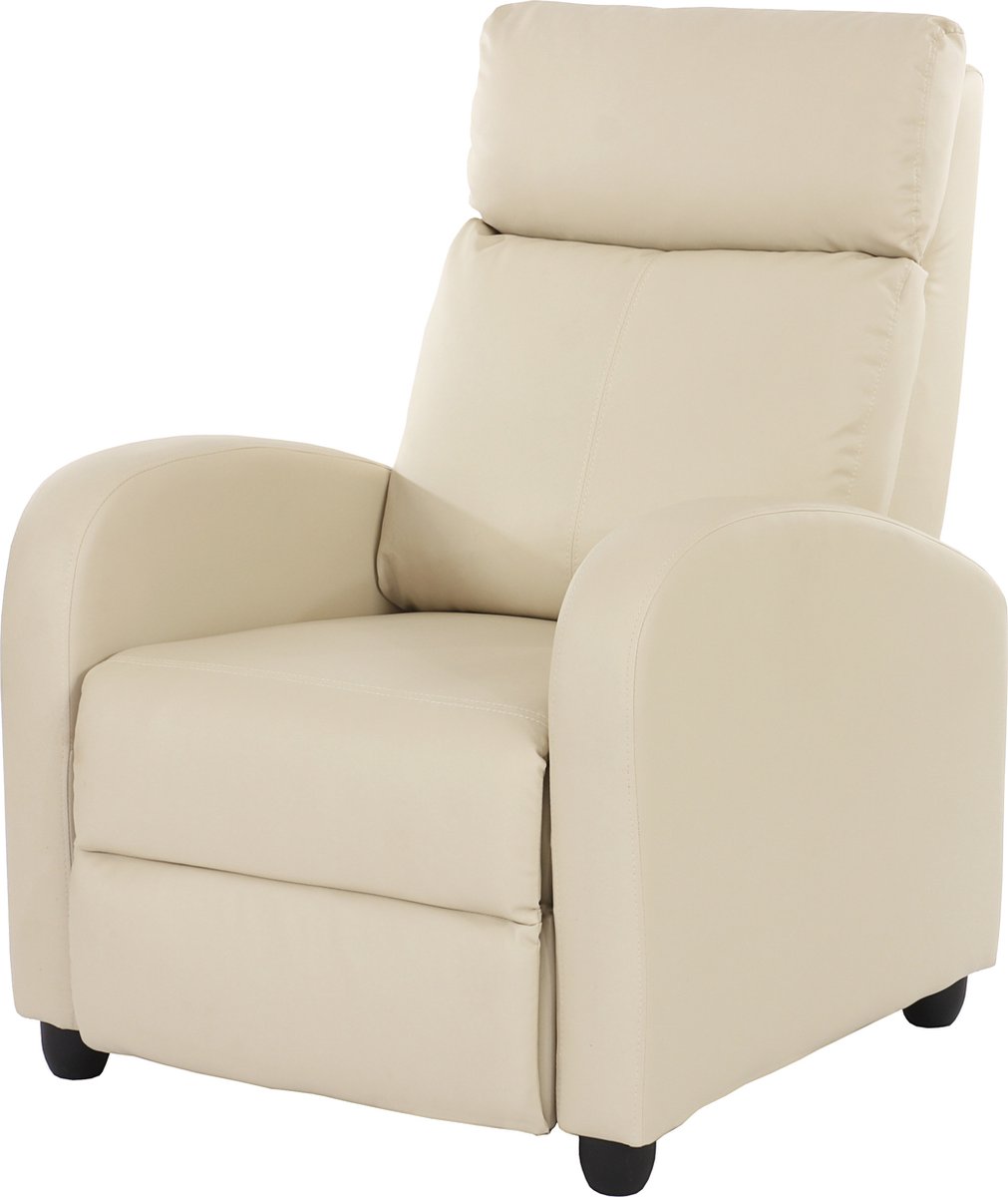 MCW Televisiefotelstoel Relaxfauteuil Ligfauteuil Denver, kunstleer ~ crème