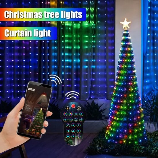 Foto: Smart led gordijnverlichting 2m x 2m met afstandsbediening 12v 400led programmeerbare verlichting dimbaar