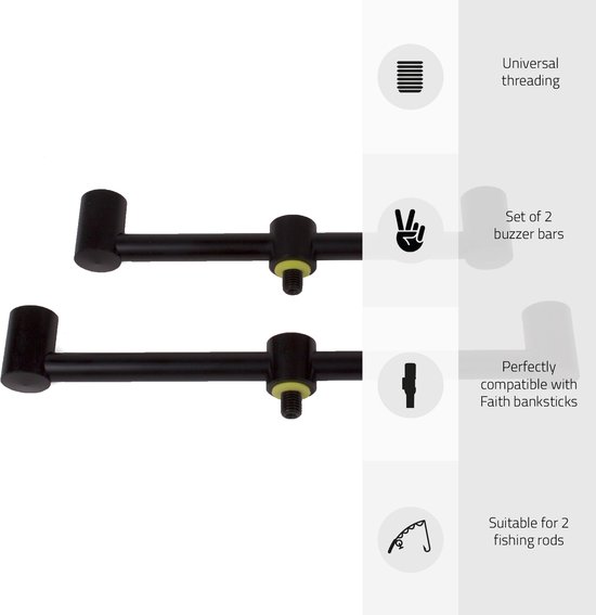Faith Buzz Bar Set - 2-Rod - Zwart - Buzzerbar - Set van 2 - Hengelsteun voor 2 hengels - Karper - Rodpod van Faith — afbeelding 3