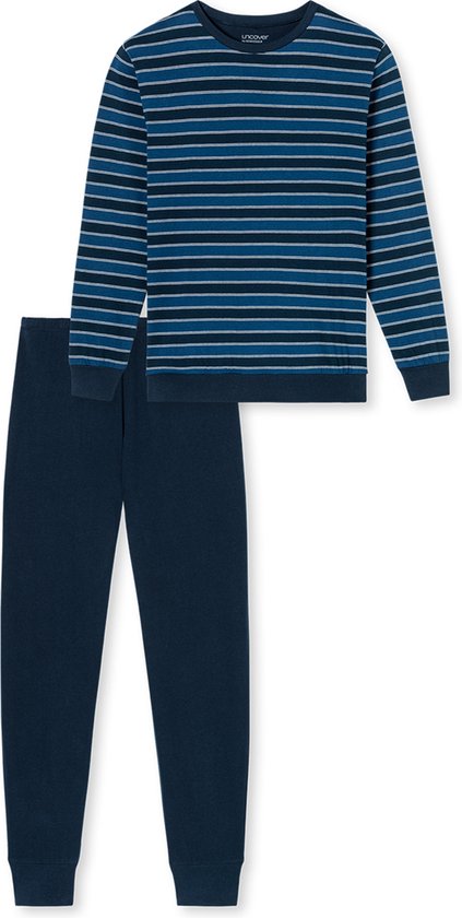Schiesser Pyjama lange broek - 800 Blue - maat M (M) - Heren Volwassenen - 100% katoen- 181534-800-M