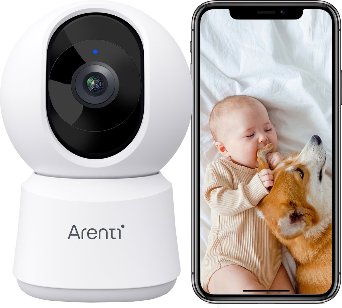 Afbeelding 2 van Arenti - Wifi Babyfoon - 4MP Camera voor binnen - Model 2024 - Ultra HD Resolutie – Dual Band Wifi - Privacyfunctie - Nachtzicht