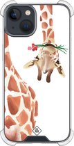 Casimoda® hoesje - Geschikt voor iPhone 13 Mini - Giraffe - Shockproof case - Extra sterk - TPU/polycarbonaat - Bruin/beige, Transparant
